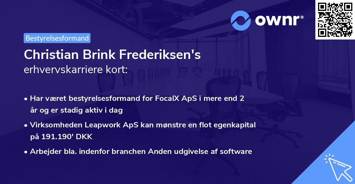 Christian Brink Frederiksen's erhvervskarriere kort