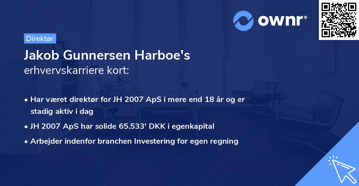 Jakob Gunnersen Harboe's erhvervskarriere kort