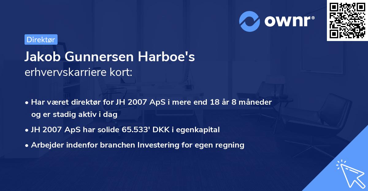 Jakob Gunnersen Harboe's erhvervskarriere kort