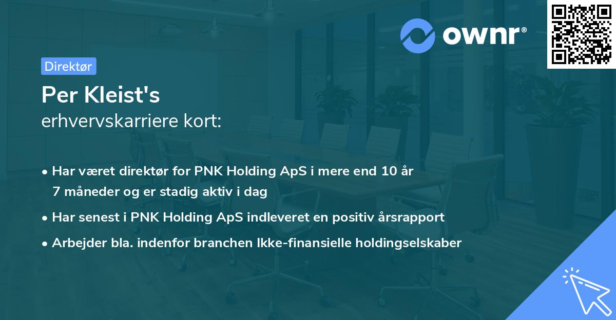 Per Kleist's erhvervskarriere kort