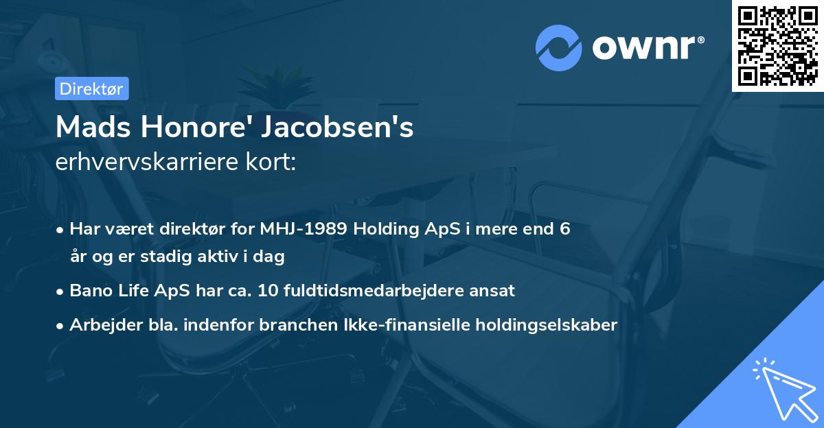 Mads Honore' Jacobsen's erhvervskarriere kort