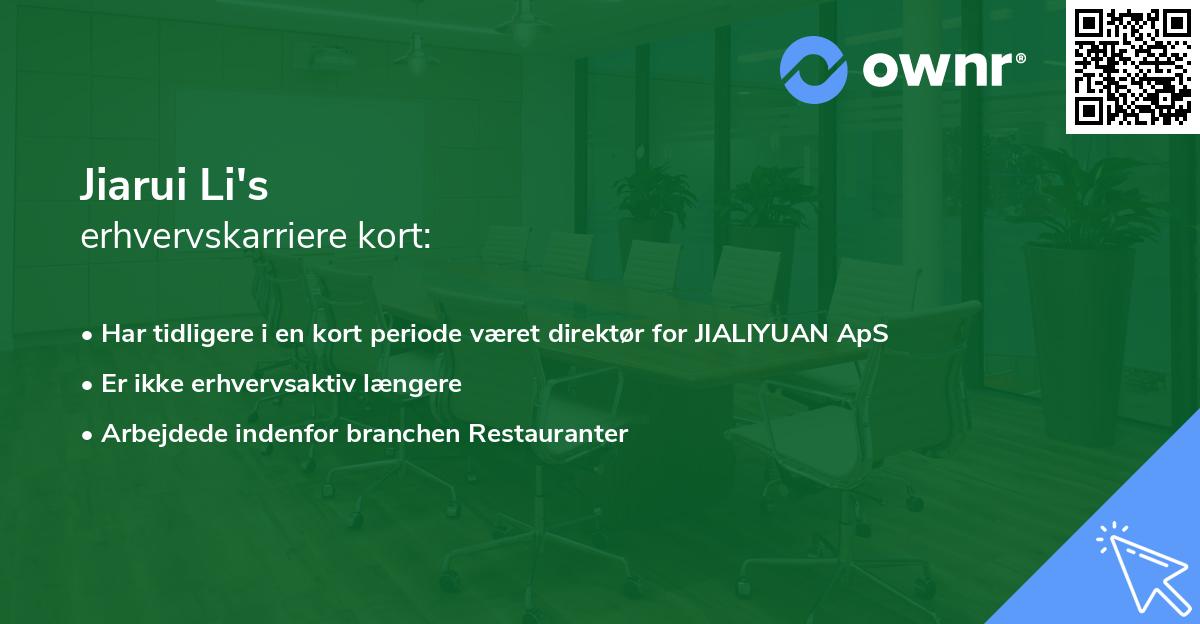 Jiarui Li's erhvervskarriere kort