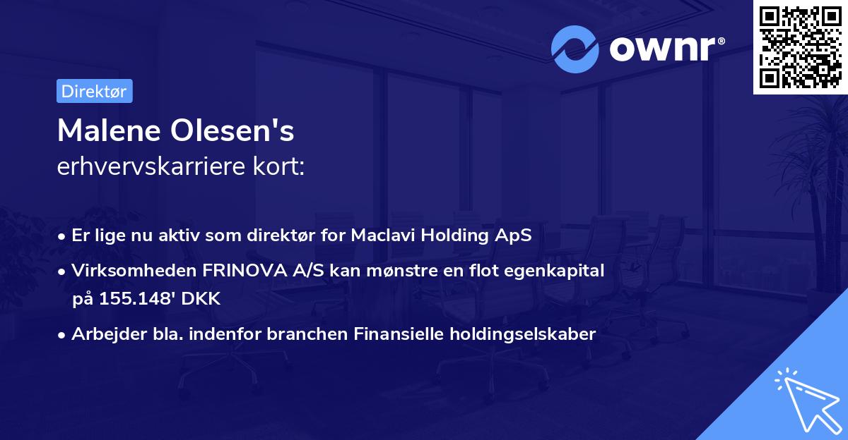 Malene Olesen's erhvervskarriere kort
