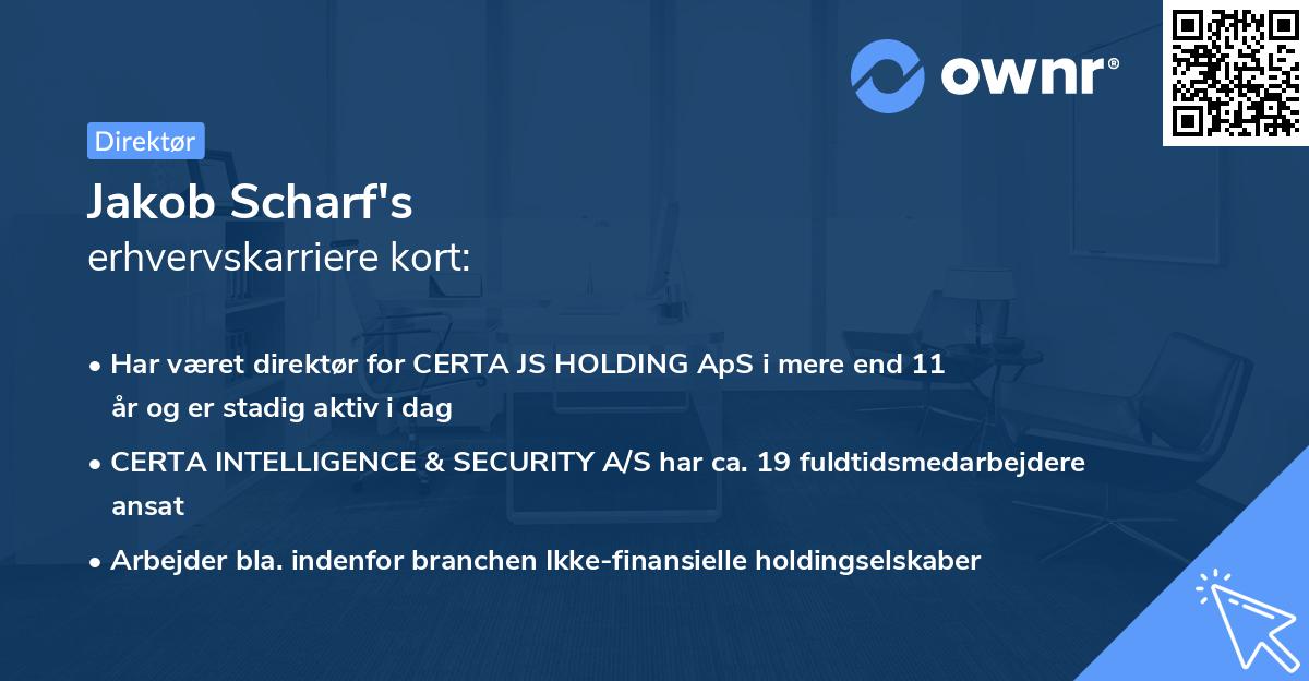 Jakob Scharf's erhvervskarriere kort