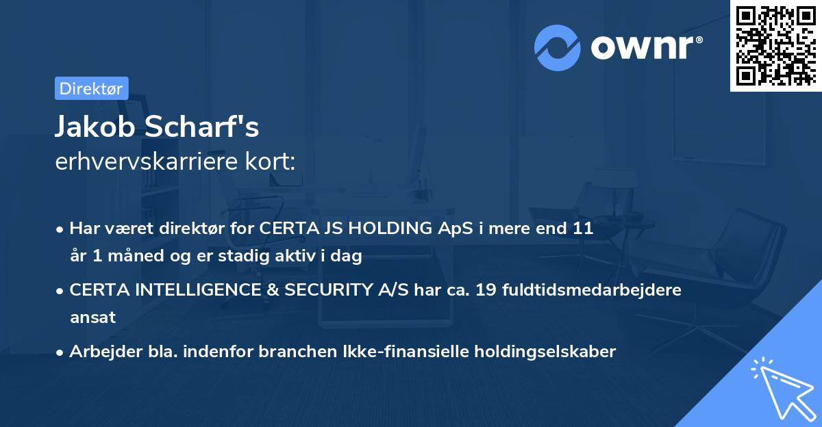 Jakob Scharf's erhvervskarriere kort