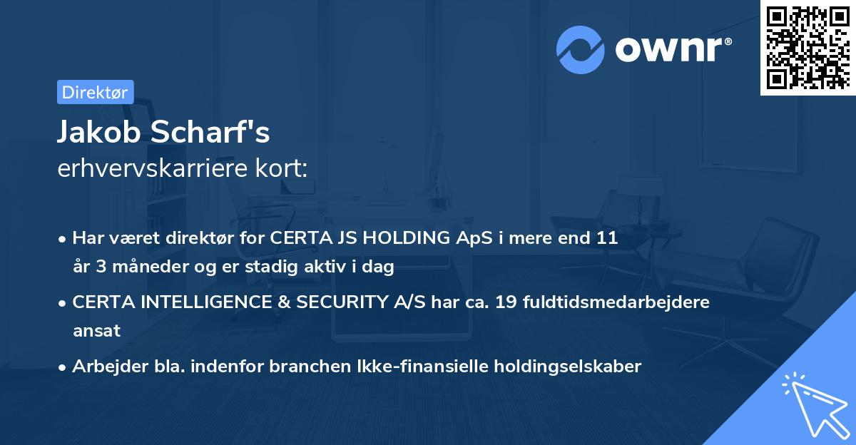Jakob Scharf's erhvervskarriere kort