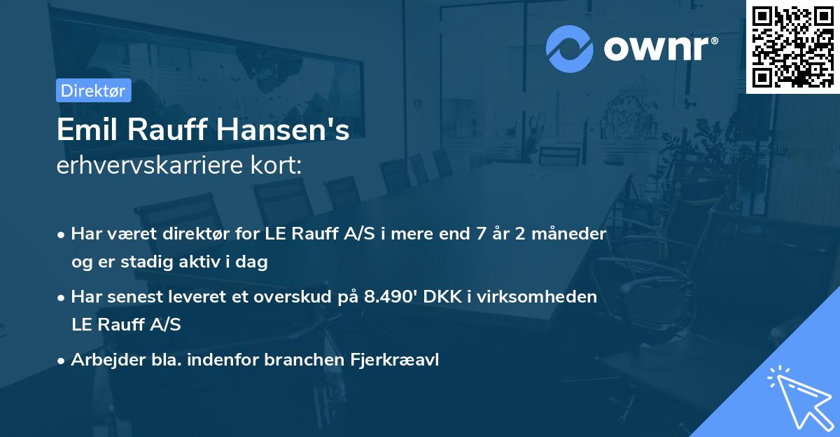 Emil Rauff Hansen's erhvervskarriere kort