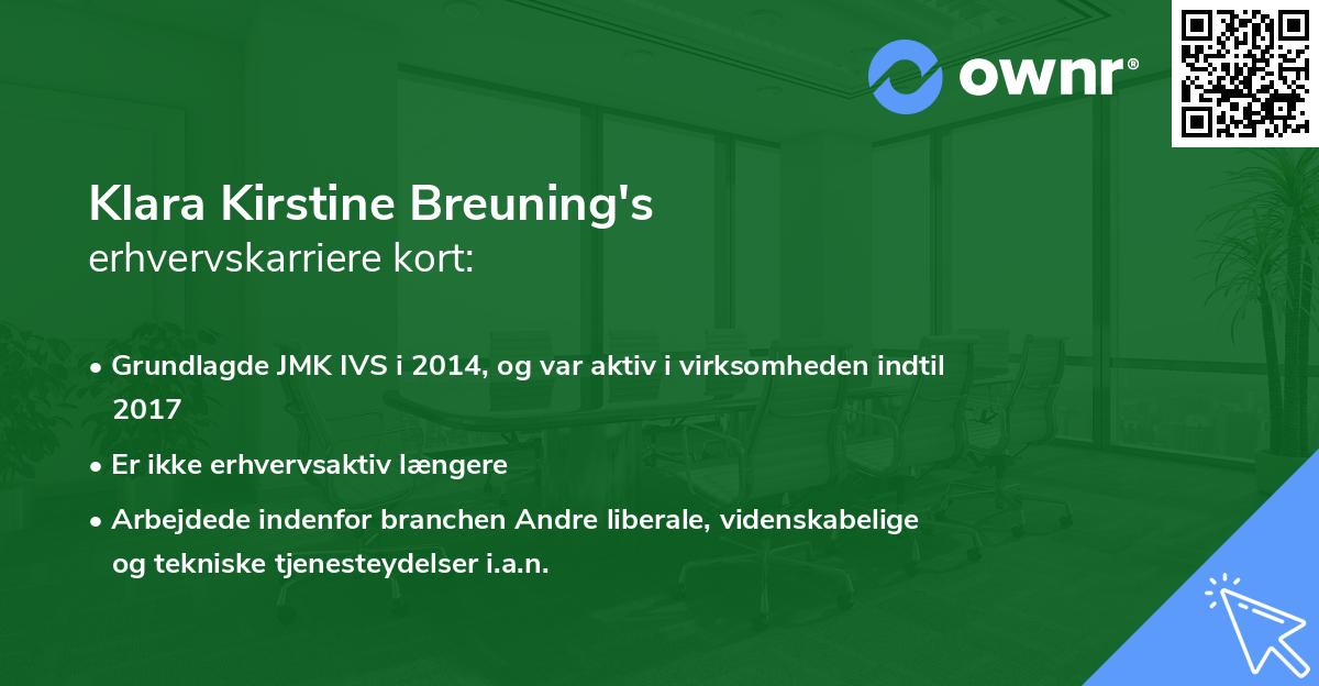 Klara Kirstine Breuning's erhvervskarriere kort