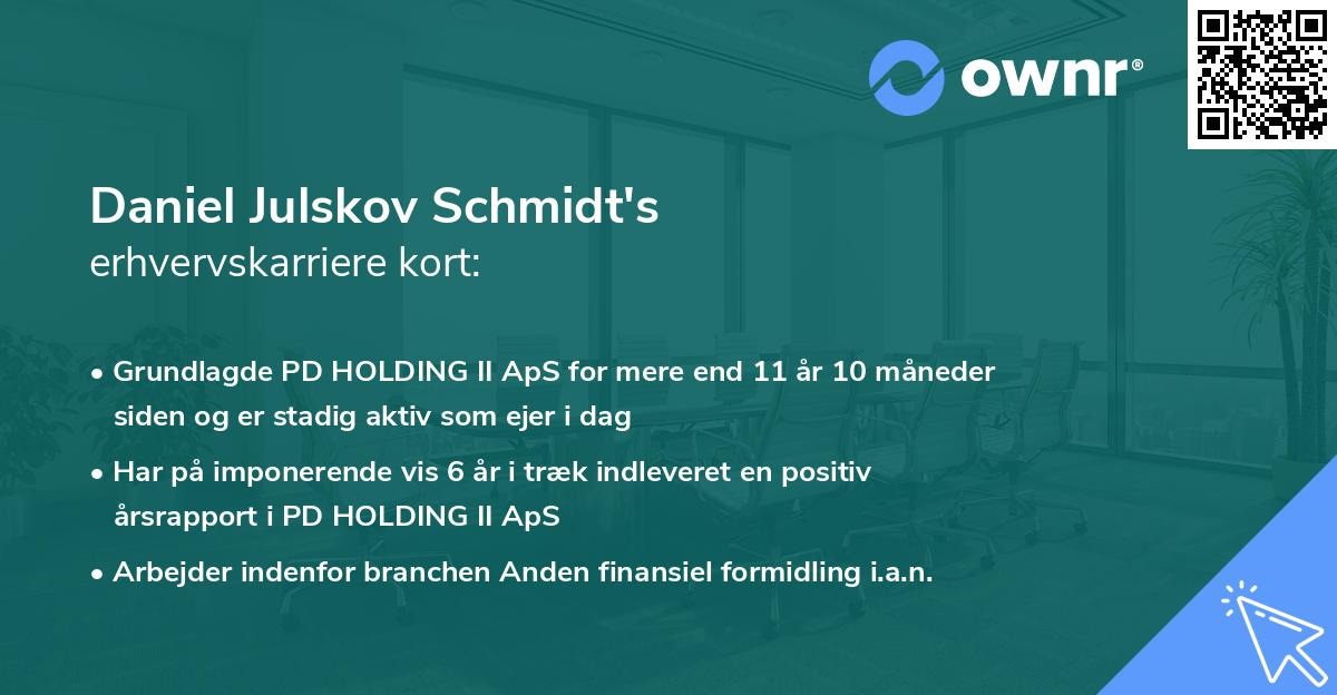 Daniel Julskov Schmidt's erhvervskarriere kort