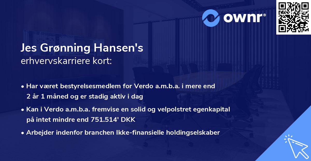 Jes Grønning Hansen's erhvervskarriere kort