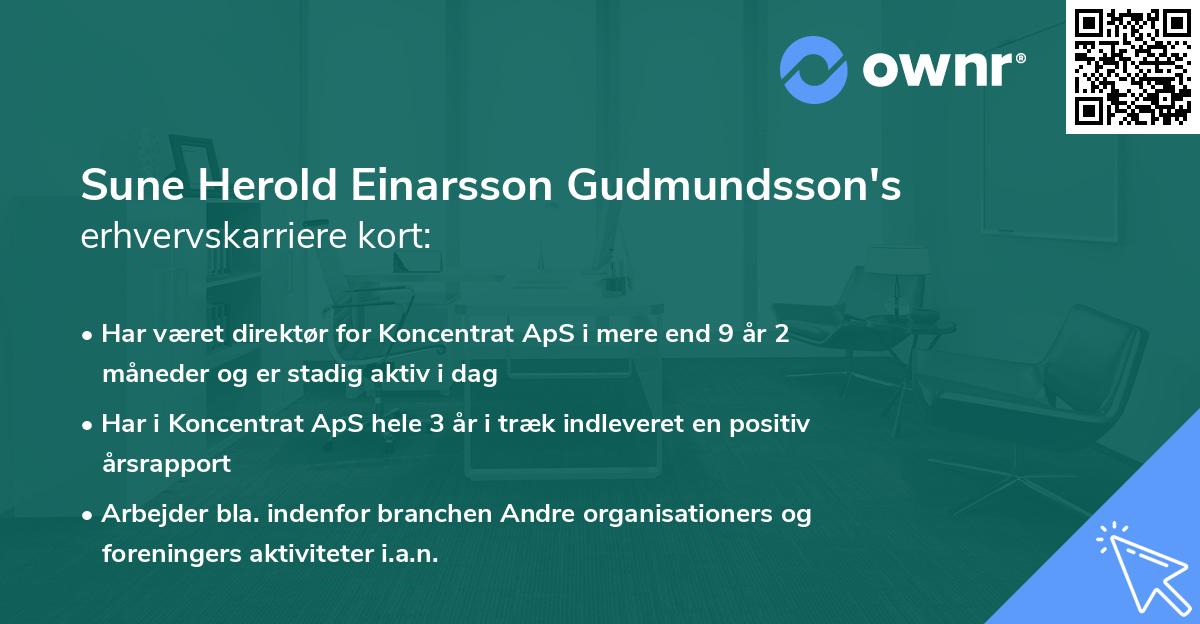 Sune Herold Einarsson Gudmundsson's erhvervskarriere kort