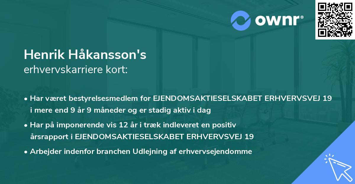 Henrik Håkansson's erhvervskarriere kort