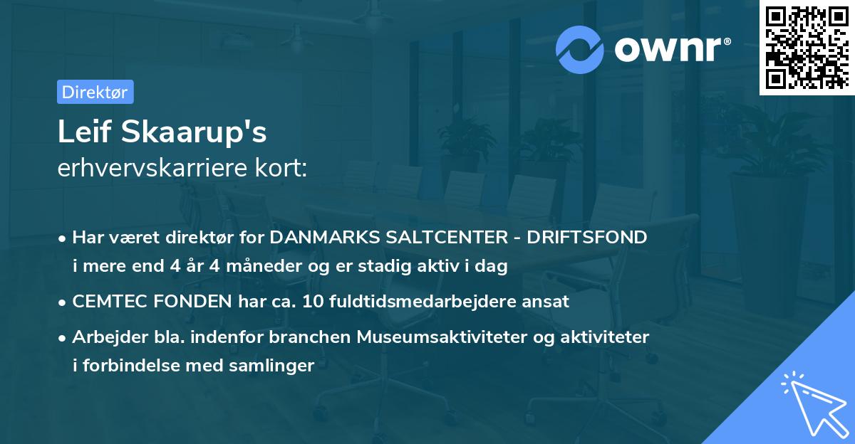 Leif Skaarup's erhvervskarriere kort