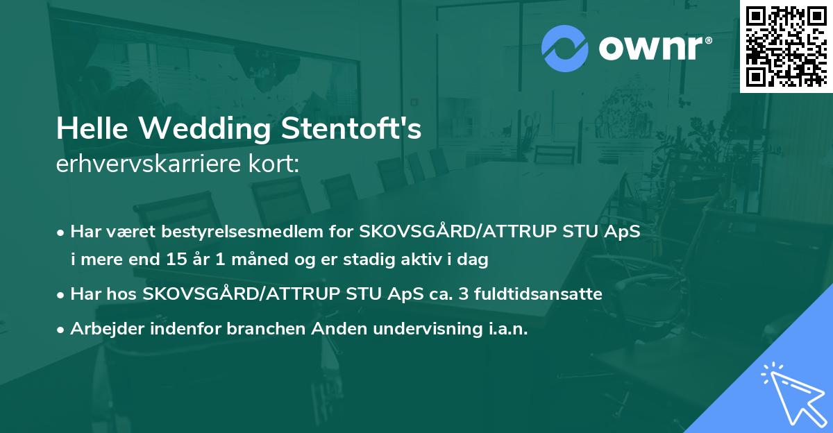 Helle Wedding Stentoft's erhvervskarriere kort