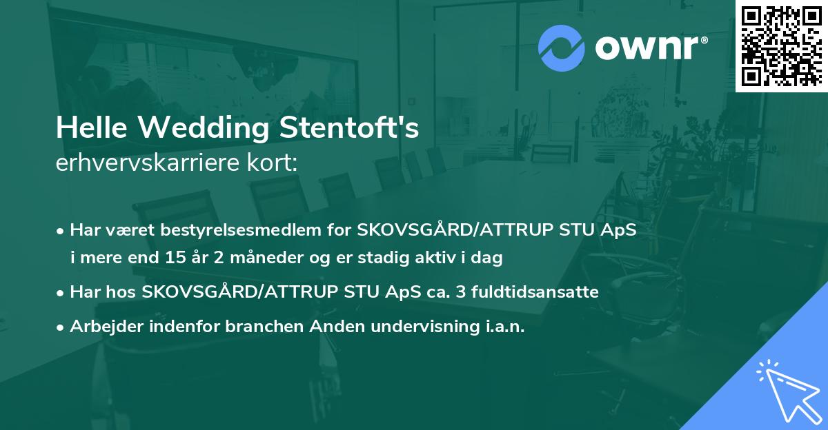 Helle Wedding Stentoft's erhvervskarriere kort
