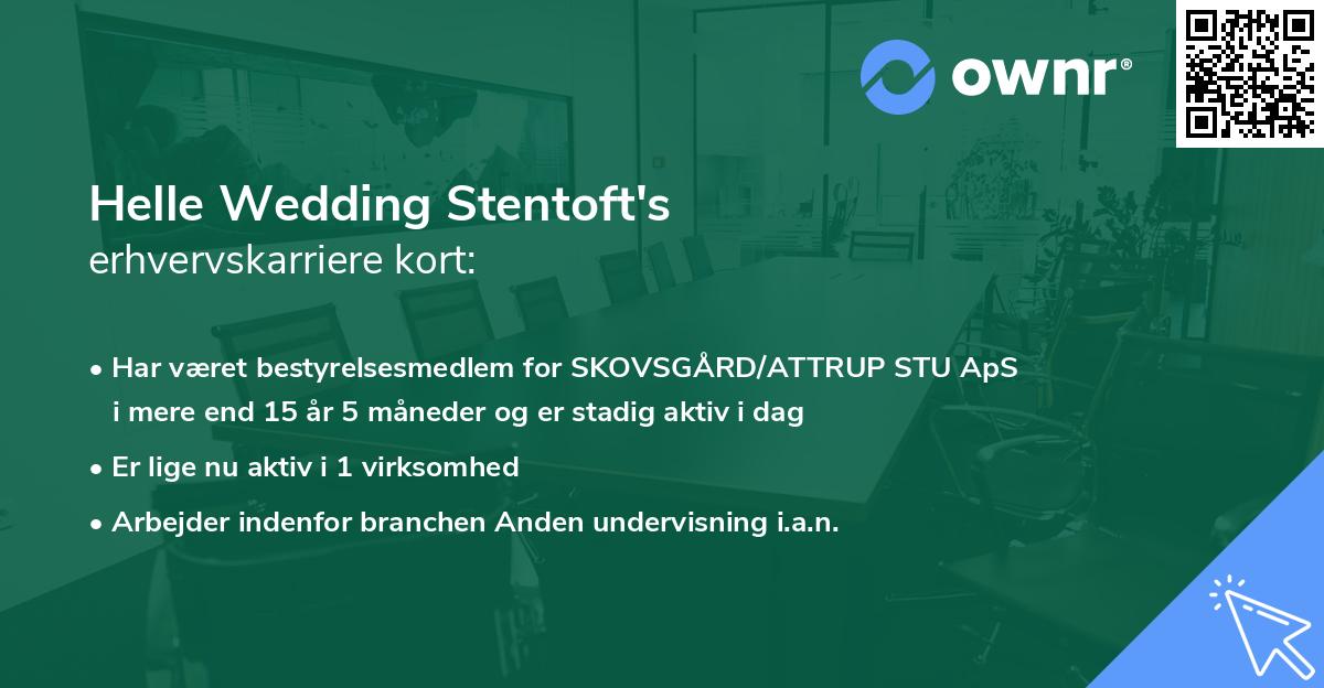 Helle Wedding Stentoft's erhvervskarriere kort