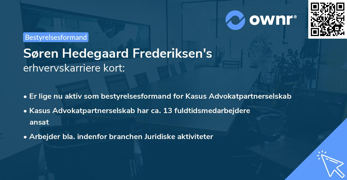 Søren Hedegaard Frederiksen's erhvervskarriere kort