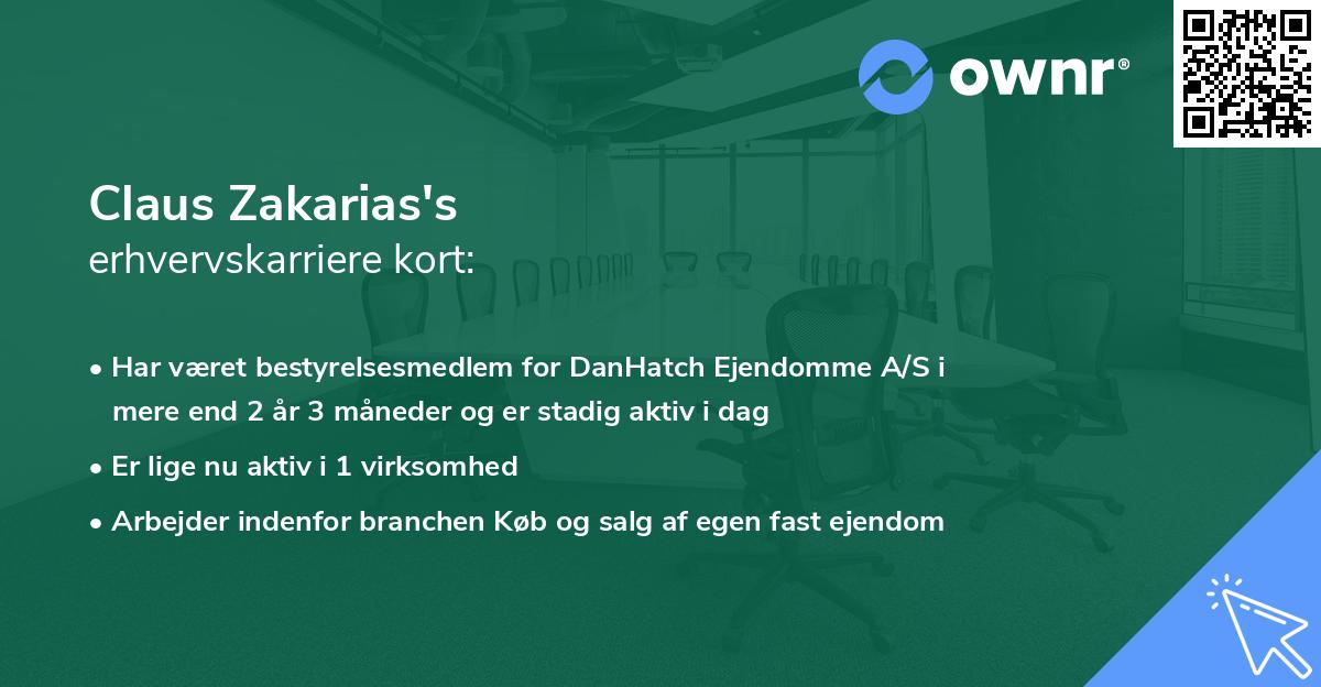 Claus Zakarias's erhvervskarriere kort
