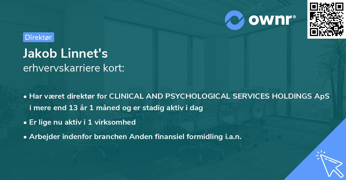 Jakob Linnet's erhvervskarriere kort