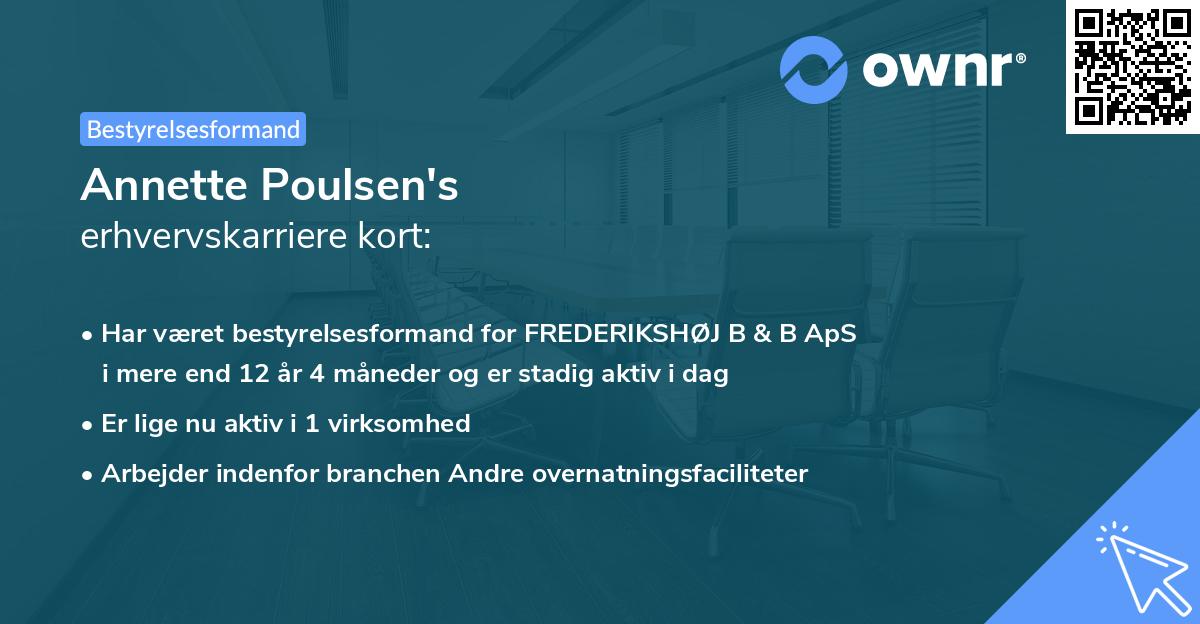 Annette Poulsen's erhvervskarriere kort