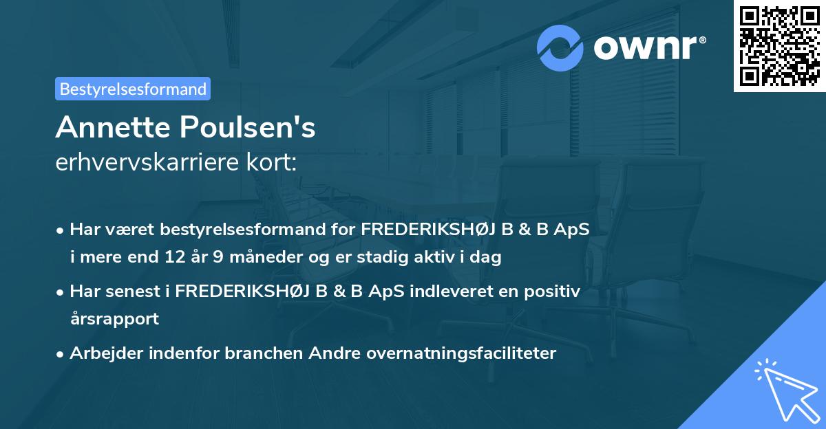 Annette Poulsen's erhvervskarriere kort