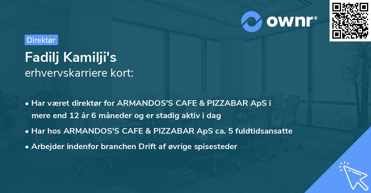 Fadilj Kamilji's erhvervskarriere kort