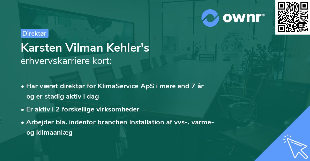Karsten Vilman Kehler's erhvervskarriere kort