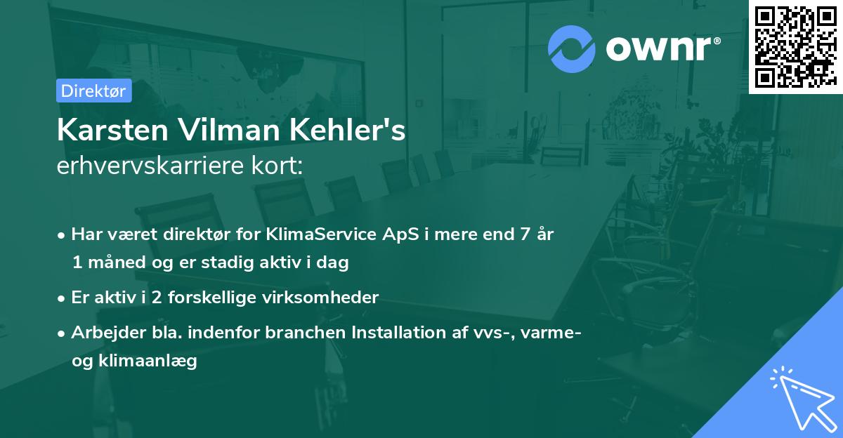 Karsten Vilman Kehler's erhvervskarriere kort