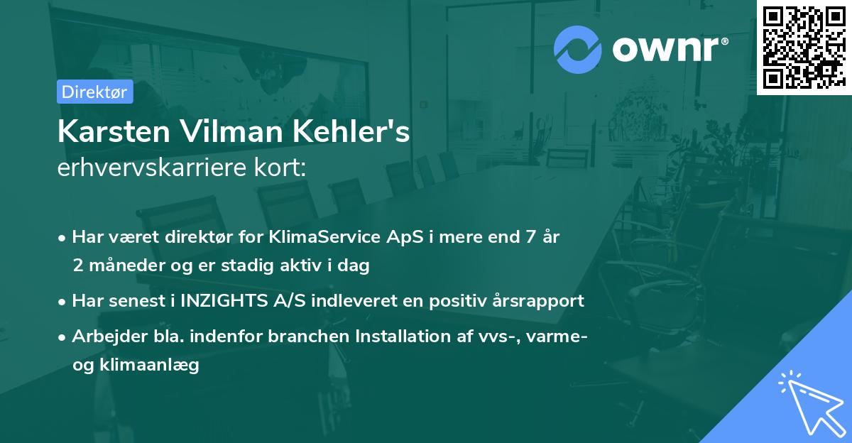 Karsten Vilman Kehler's erhvervskarriere kort