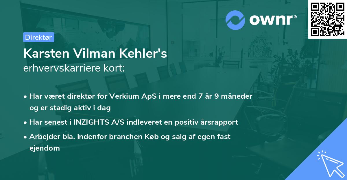 Karsten Vilman Kehler's erhvervskarriere kort