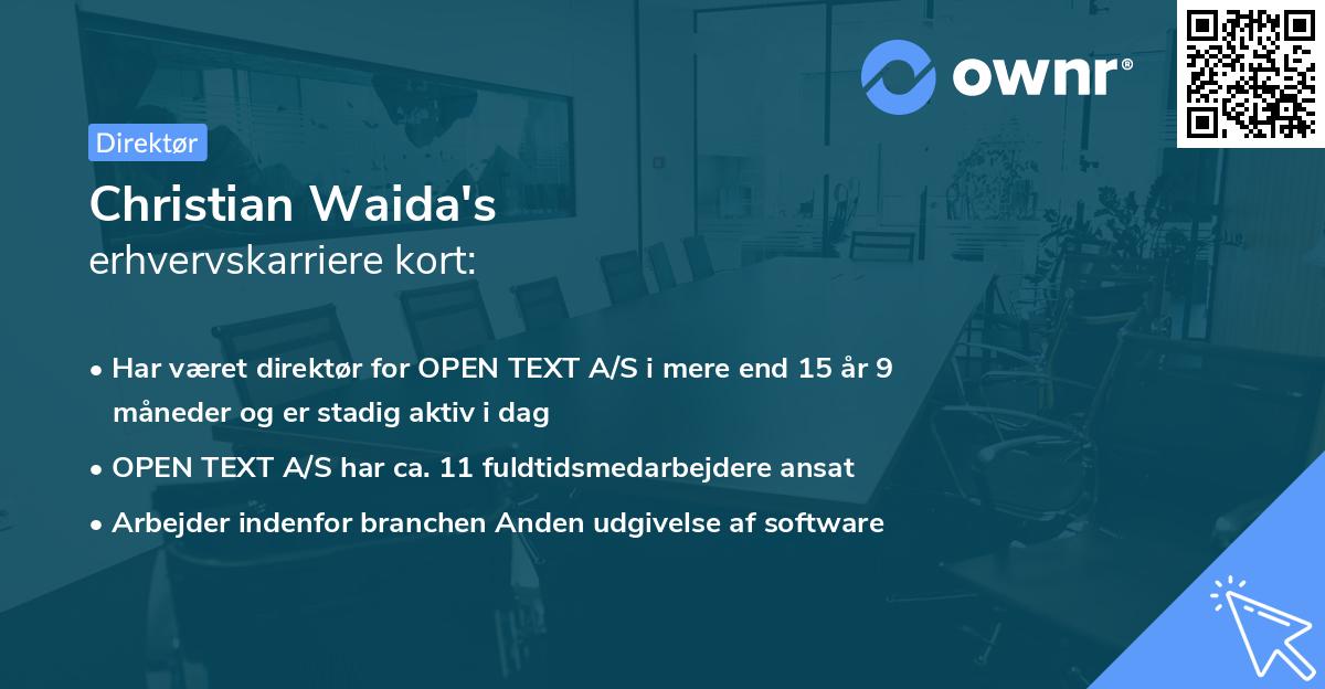 Christian Waida's erhvervskarriere kort