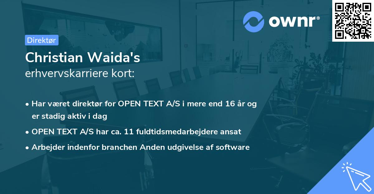 Christian Waida's erhvervskarriere kort