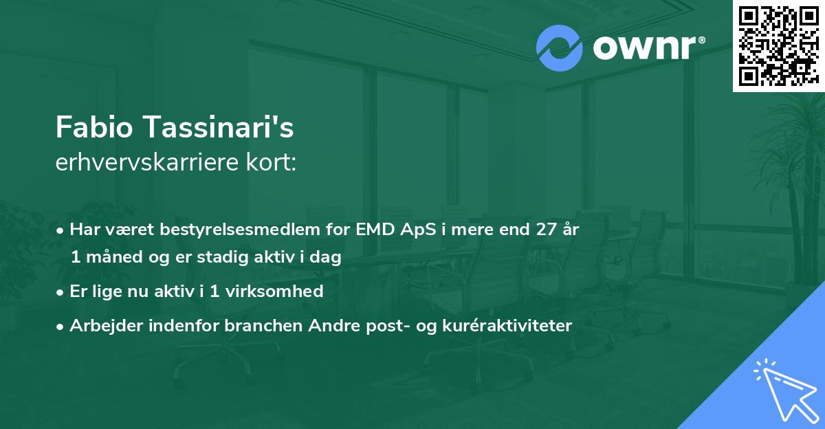 Fabio Tassinari's erhvervskarriere kort