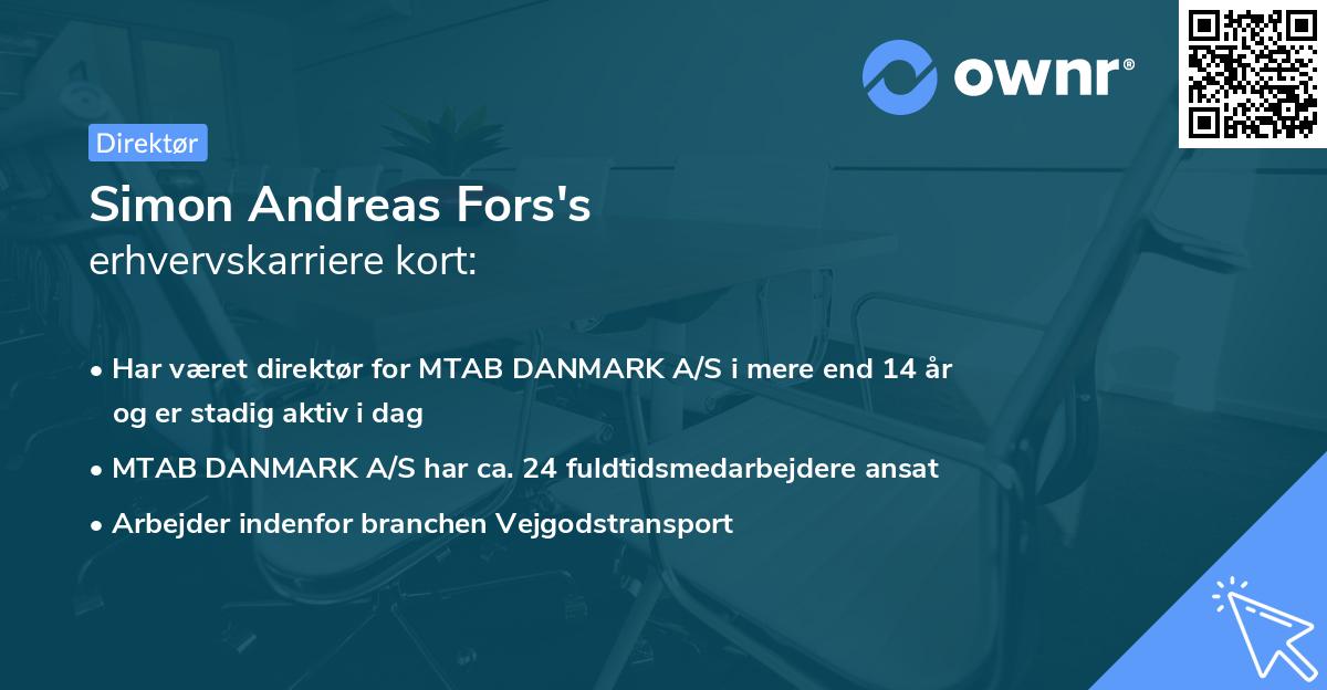 Simon Andreas Fors's erhvervskarriere kort
