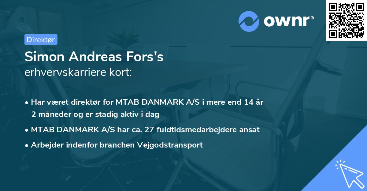 Simon Andreas Fors's erhvervskarriere kort