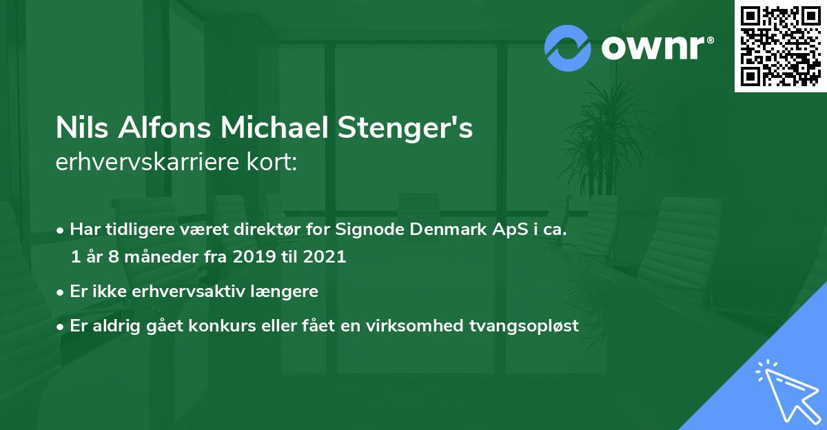 Nils Alfons Michael Stenger's erhvervskarriere kort