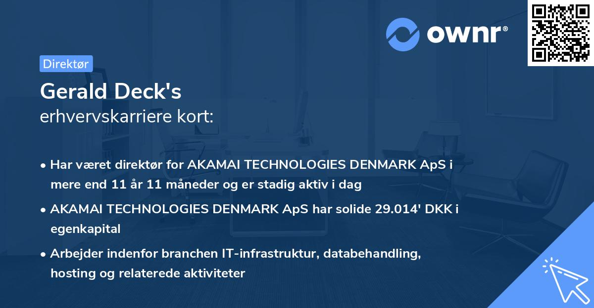 Gerald Deck's erhvervskarriere kort