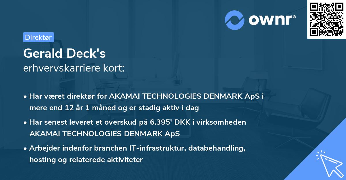 Gerald Deck's erhvervskarriere kort