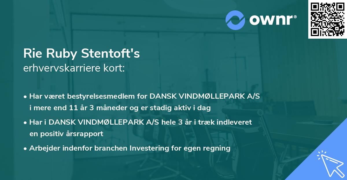 Rie Ruby Stentoft's erhvervskarriere kort