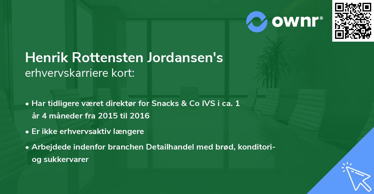Henrik Rottensten Jordansen's erhvervskarriere kort