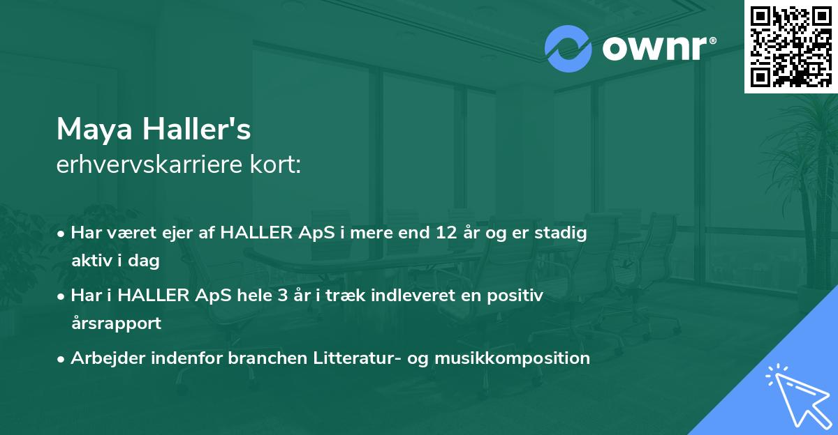 Maya Haller's erhvervskarriere kort