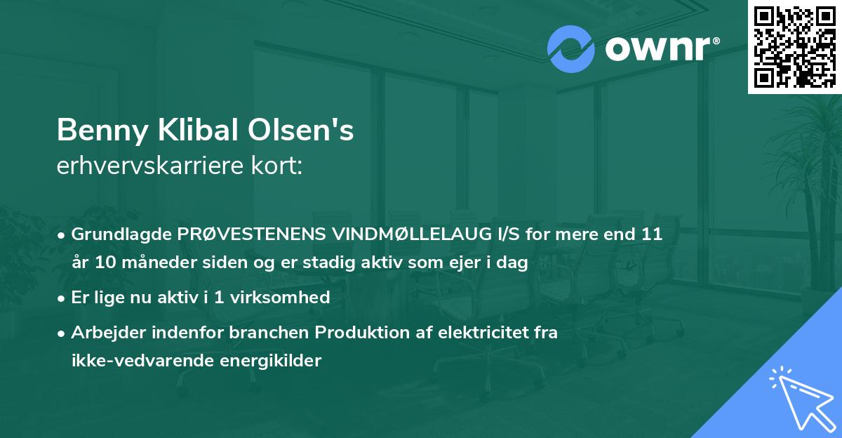 Benny Klibal Olsen's erhvervskarriere kort