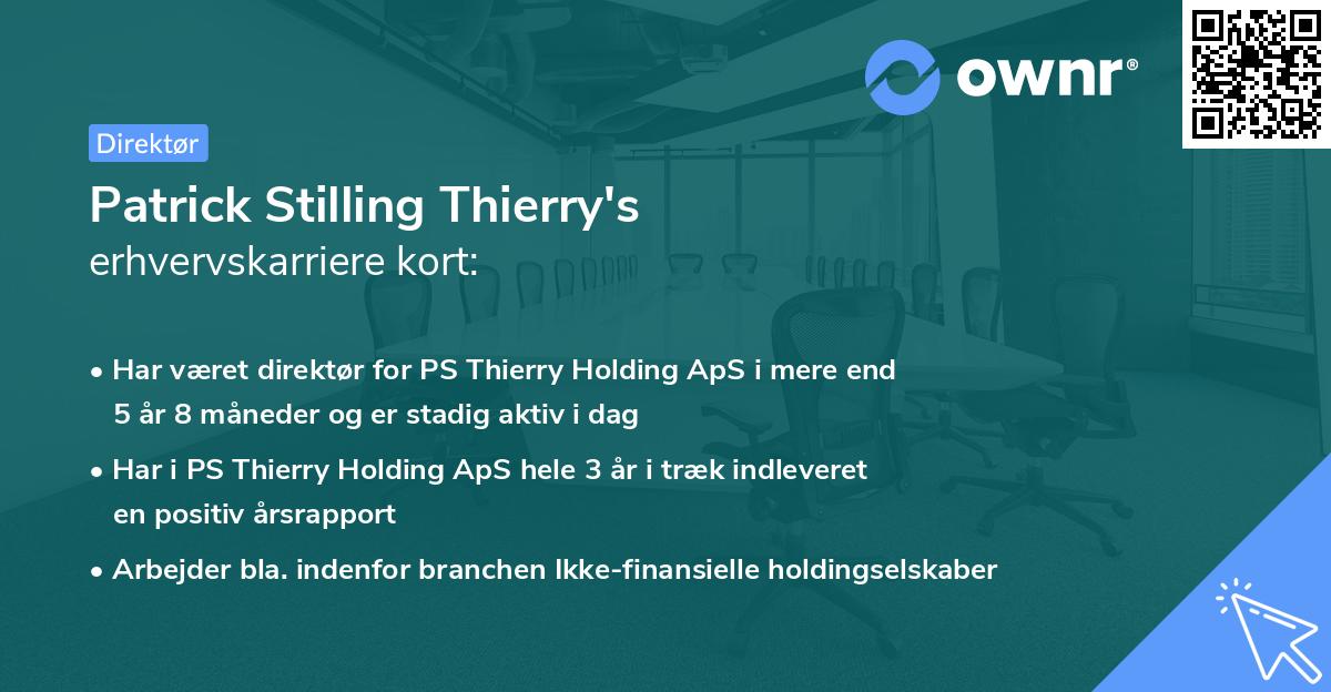 Patrick Stilling Thierry's erhvervskarriere kort