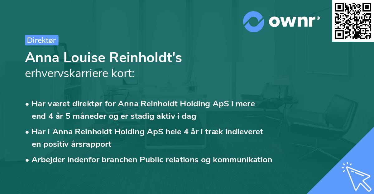 Anna Louise Reinholdt's erhvervskarriere kort