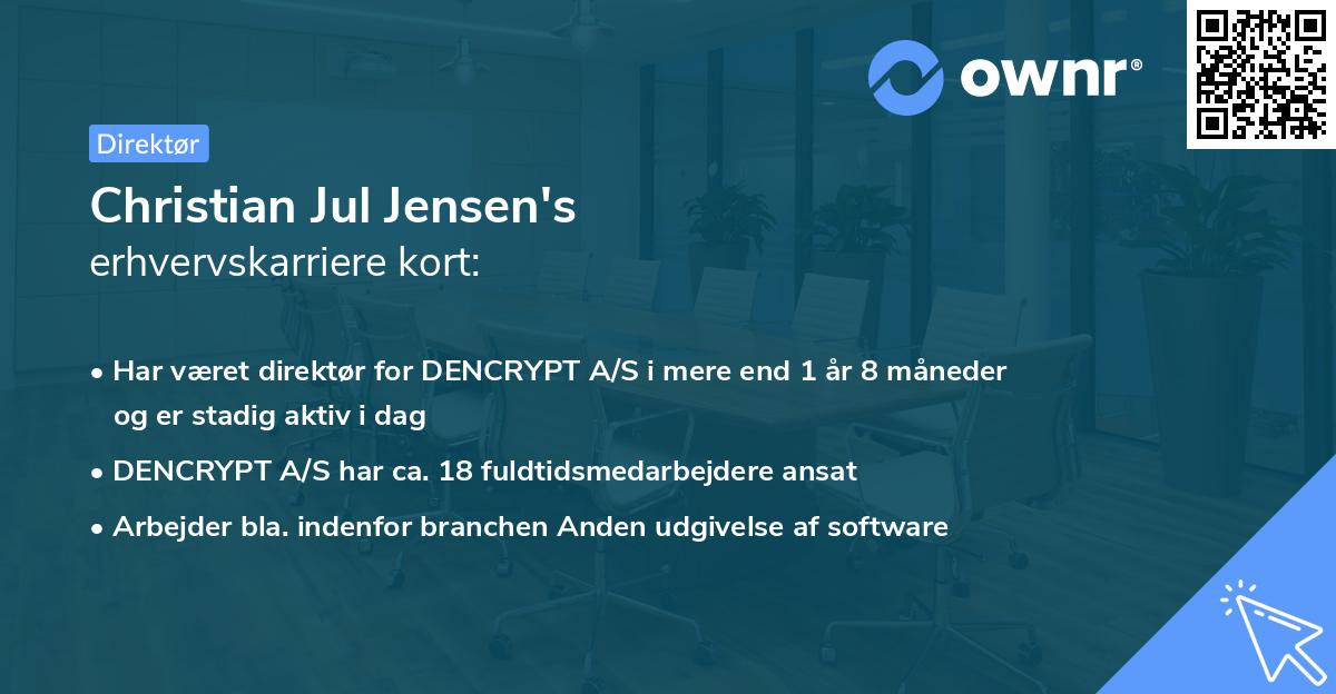Christian Jul Jensen's erhvervskarriere kort