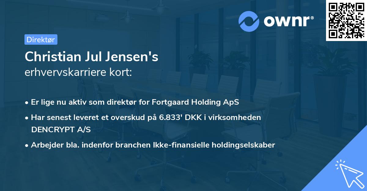 Christian Jul Jensen's erhvervskarriere kort