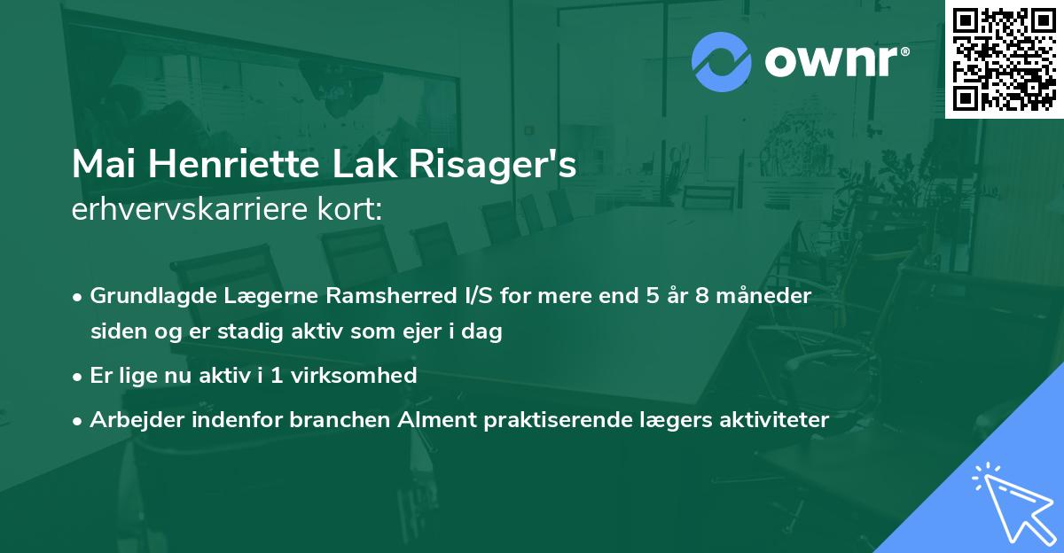 Mai Henriette Lak Risager's erhvervskarriere kort