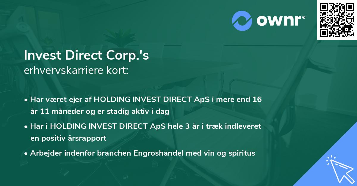 Invest Direct Corp.'s erhvervskarriere kort