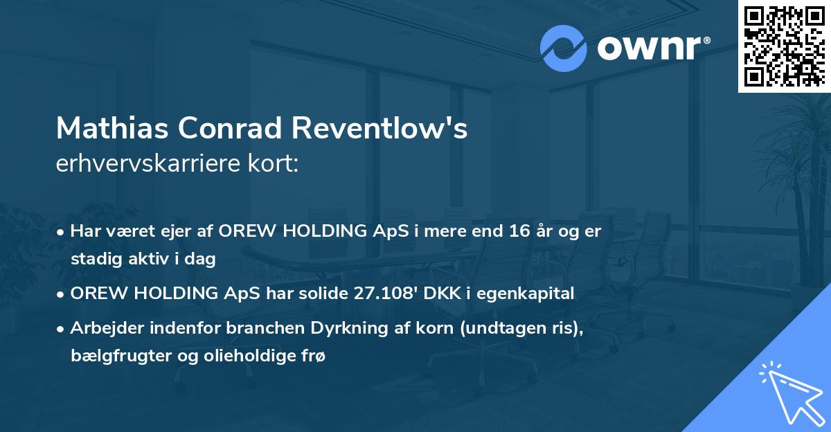 Mathias Conrad Reventlow's erhvervskarriere kort
