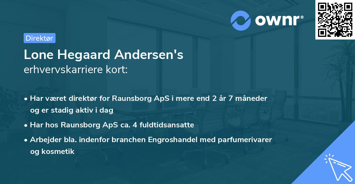 Lone Hegaard Andersen's erhvervskarriere kort